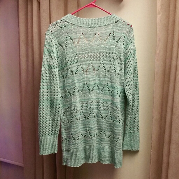 Knit Mint and Grey Cardigan - Picture 2 of 7